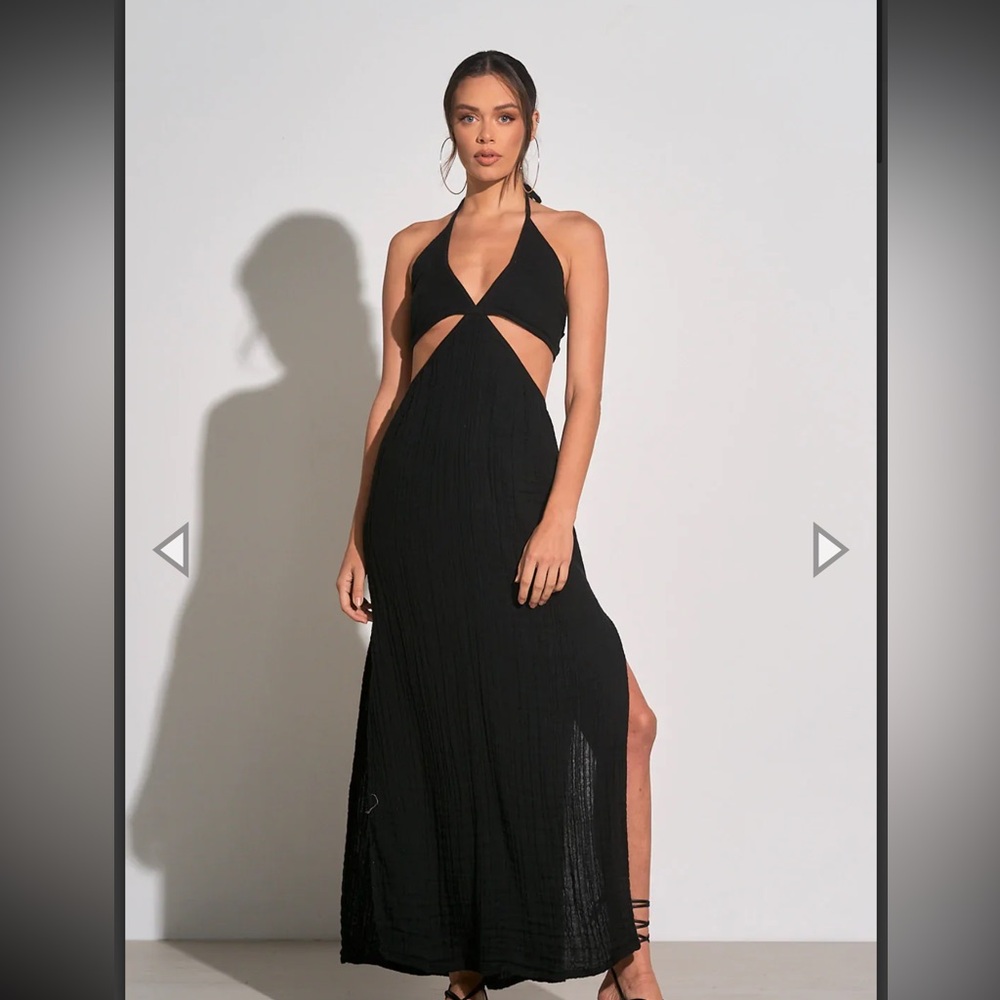 Black Halter Cutout Maxi Dress - Women